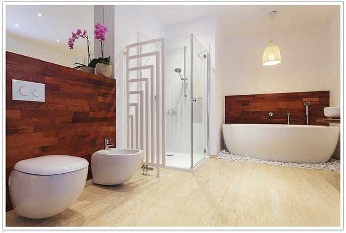 well laid-out bathroom with modern toilets, shower and bathtub