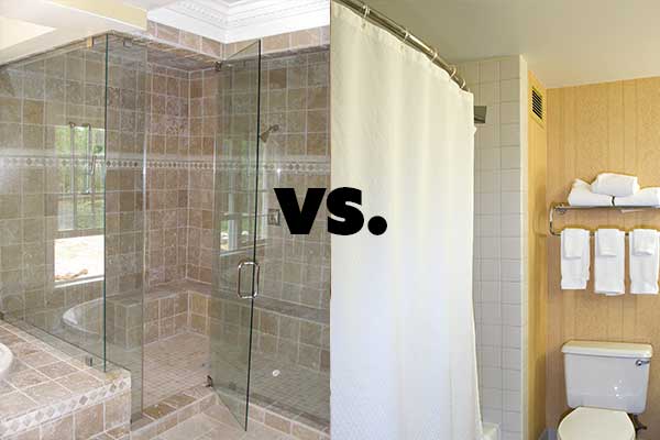 Frameless Glass Shower Doors Vs, Shower Stall With Curtain Instead Of Door