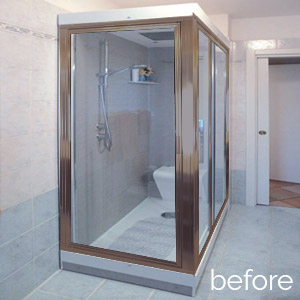 Before - Replace Old Framed Shower Doors with a Frameless Enclosure