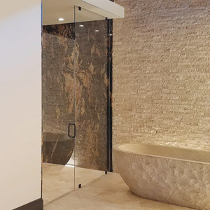 corner custom glass shower enclosure