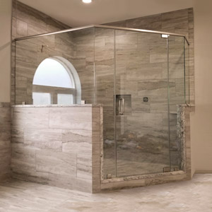 corner custom glass shower enclosure