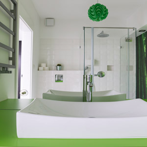  Green is another good choice for a bathroom