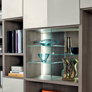 replace wooden shelves with glass