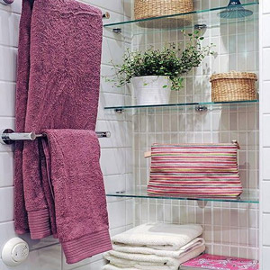 glass bathroom shelves