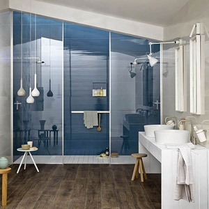 blue looks crisp and inviting in bathrooms