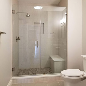 spacious corner custom glass shower enclosure