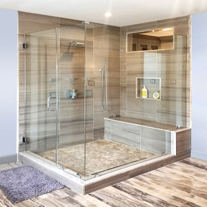 Create the illusion of extra space with clear frameless shower doors