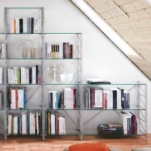 geometric glass wall shelves