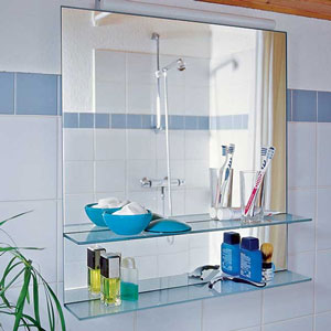 Combine glass shelves and custom mirror glass