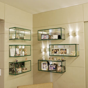 decorate and organize with glass shelves