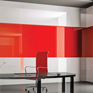 red back painted glass is a great room accent