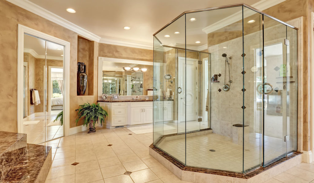 Roomy custom frameless shower