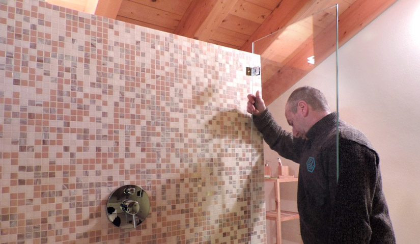  Right angle corner shower installation