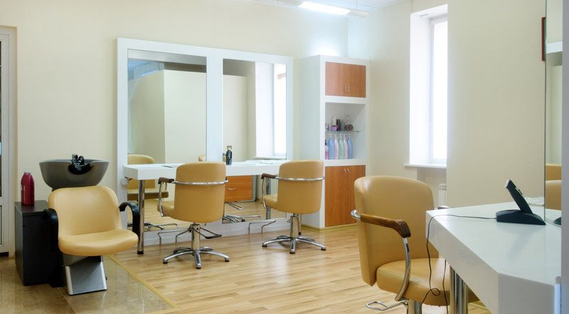 Mirrors in a hair salon