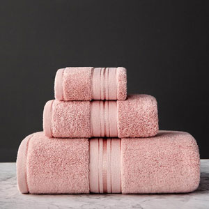 Cozy, plush, pink bath towels