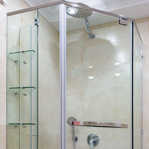 Have glass shelves installed for storage and décor.