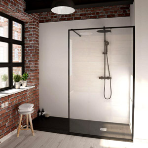 Shower Screen Framed in Black Metal