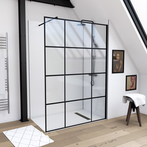 Black Crittall Style Shower Screen