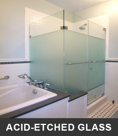 Switching over to privacy glass products, acid-etched glass is a favorite. Its evenly frosted surface provides a level of seclusion within the shower stall and it coordinates with lots of popular bathroom styles such as Japandi, Scandinavian, transitional, and contemporary chic.