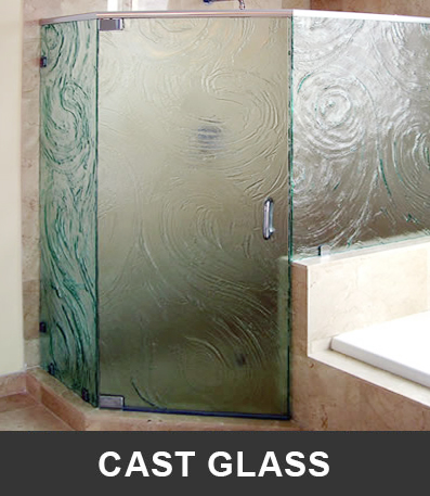 Cast glass is formed in a mold and has a very distinctive look because it is heavily textured. It transforms a shower into an impressive statement piece, but the deep ridges and grooves can make cleaning more challenging.