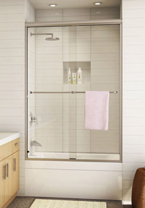 Semi-frameless and framed shower enclosures also include aluminum framing on some or all glass edges.