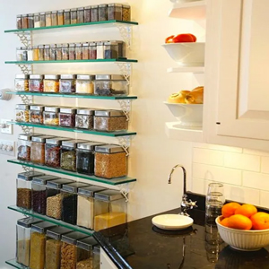 Have glass shelves installed on unused wall space