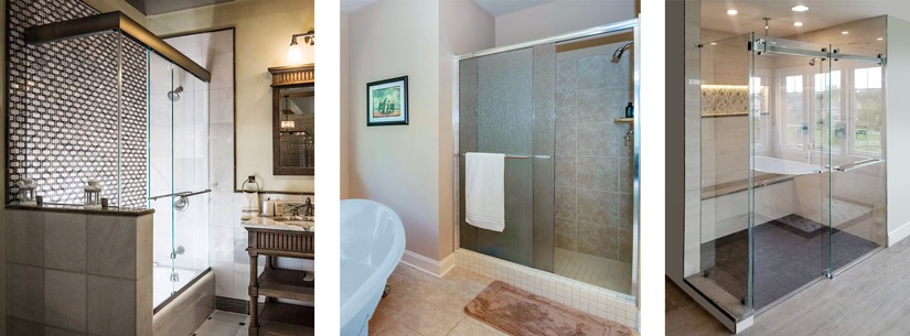 many sliding shower doors come in pairs – two bypass doors in parallel tracks