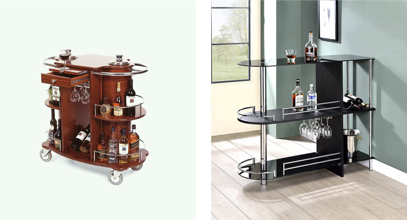 Using a bar cart to store your beverage ingredients (and anything else from dishes to diapers!) is an on-trend move these days.