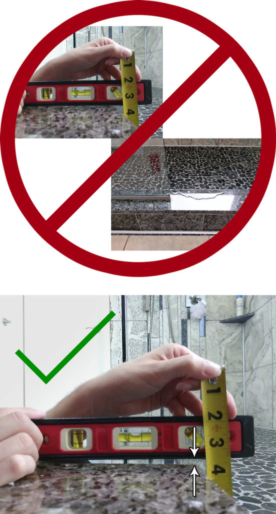 Incorrect versus correct shower curbs