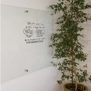 Glass used as a whiteboard.