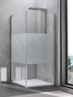 Partially Frosted Glass for the Best of Both Worlds in Your Primary Bathroom