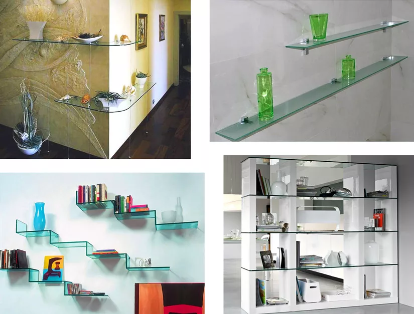 Examples of how glass shelves can be customized to fit both your design ideas and your practical needs.