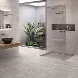 In a bathroom setting, it’s quite easy to include stone, wood, and live plants!