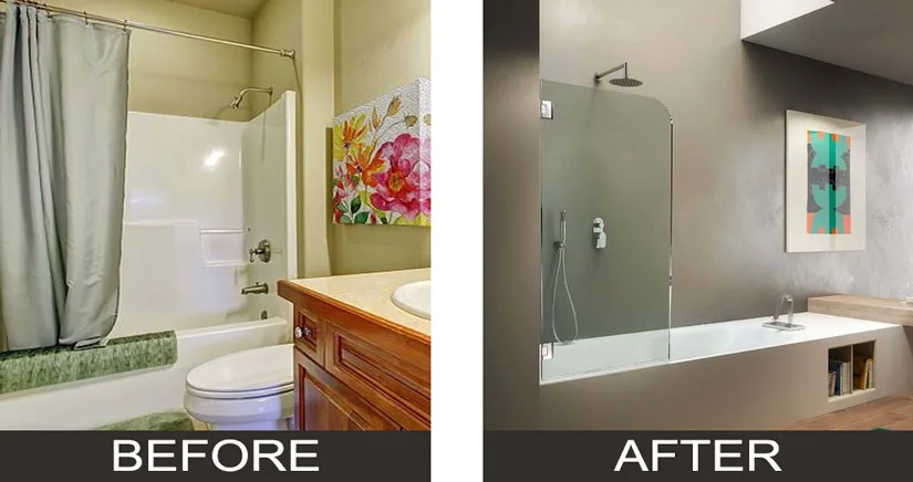 Since shower screens require less glass and fewer metal components than the other options, they can be a budget friendly way to replace a shower curtain with glass. A screen can be added to either a tub or a shower-only stall, making it suitable for new construction and remodels alike.