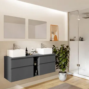 The idea of two sinks in the primary bathroom is also getting a new interpretation, as one of the article’s featured designers suggests having two separate vanities instead with a bathtub, potted tree, or other item placed between them.