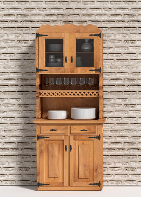 Source an antique hutch, baker’s cabinet, island, or similar piece of furniture.