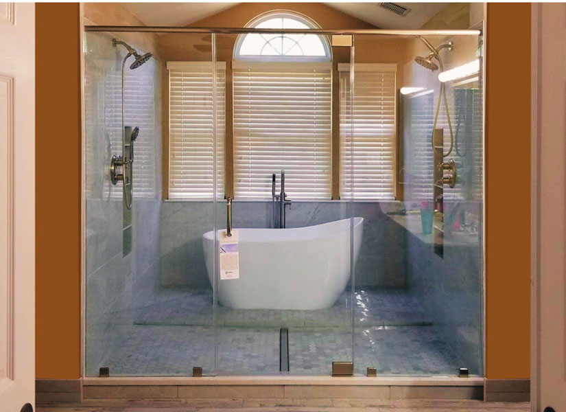 Inline shower enclosures are popular for bathroom remodels as well as new designs.