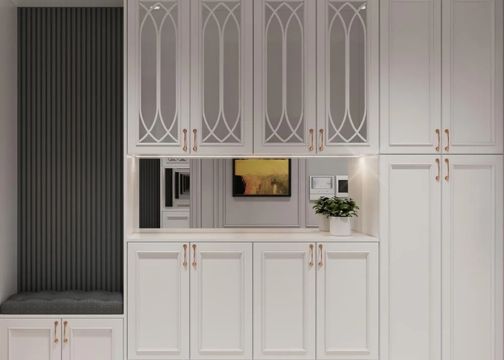 Even very utilitarian spaces like laundry rooms and mudrooms can get a boost from decorative door glass. 