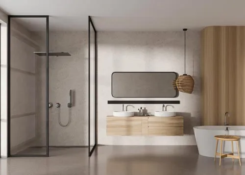 We now see soaker tubs beside glass showers rather than the fiberglass tub/shower combos.